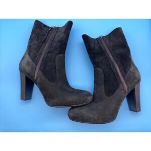 UGG Boots Athena Black High Heel Suede Shearling Footbed Women's 8.5 EUC